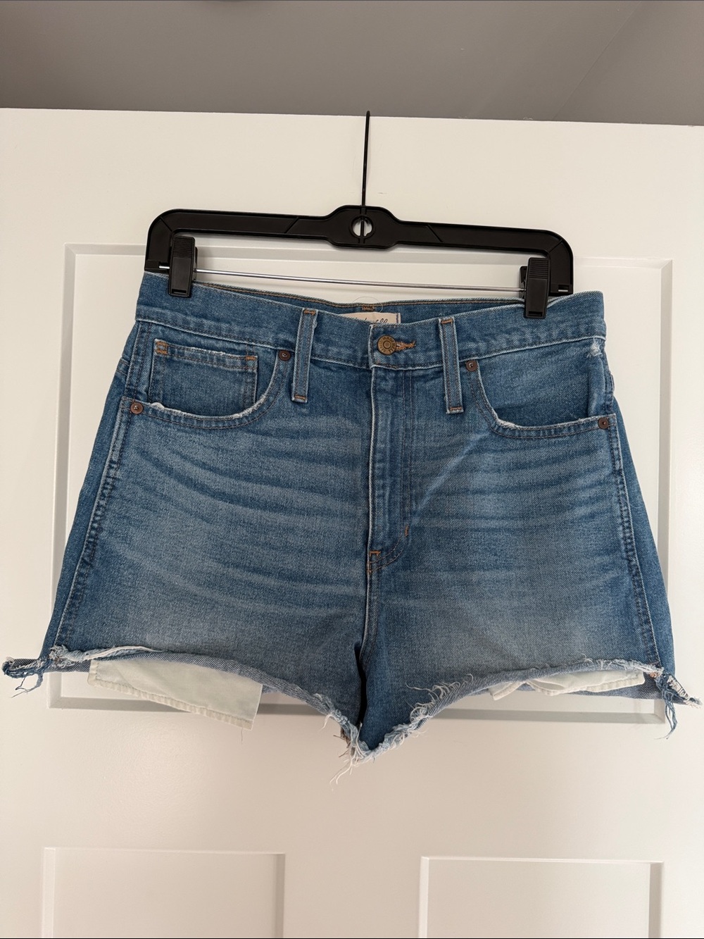 Madewell Light Blue High-Rise Cutoff Denim Shorts